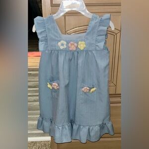 SHEIN Blue Kids Dress with Floral Accents